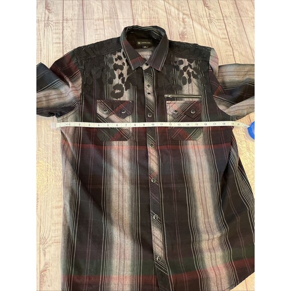 INC International Concepts Men's Pearl Snap Button Shirt Western Plaid Medium - Picture 11 of 11